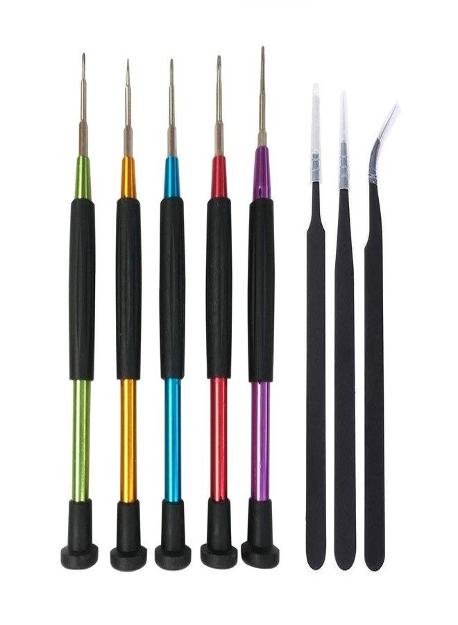 Wroughton 5 Metal Precision Screwdriver Set for Mobile Repairing With Set of 3 ESD Non-Magnetic Tweezers- Straight, Flat & Curved - Image 1